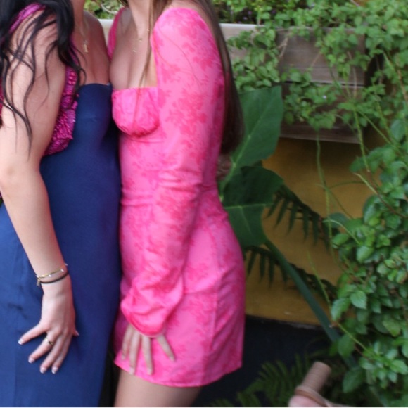 PRINCESS POLLY DYER SHEER SLEEVE MINI DRESS PINK FLORAL - Picture 4 of 4